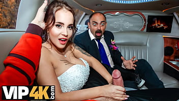 VIP4K. Random passerby scores jaw-dropping bride in the wedding limo