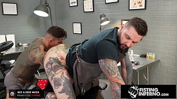 Bulky Tattooer Rosebuded By Jock Fist - Hunk Bryce, Archer Croft - FistingInferno