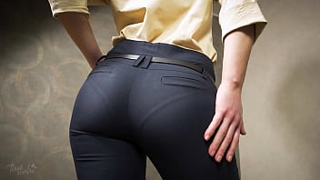 Perfect Arse Japanese In Cock-squeezing Work Trousers Teases Demonstrable G-string Line
